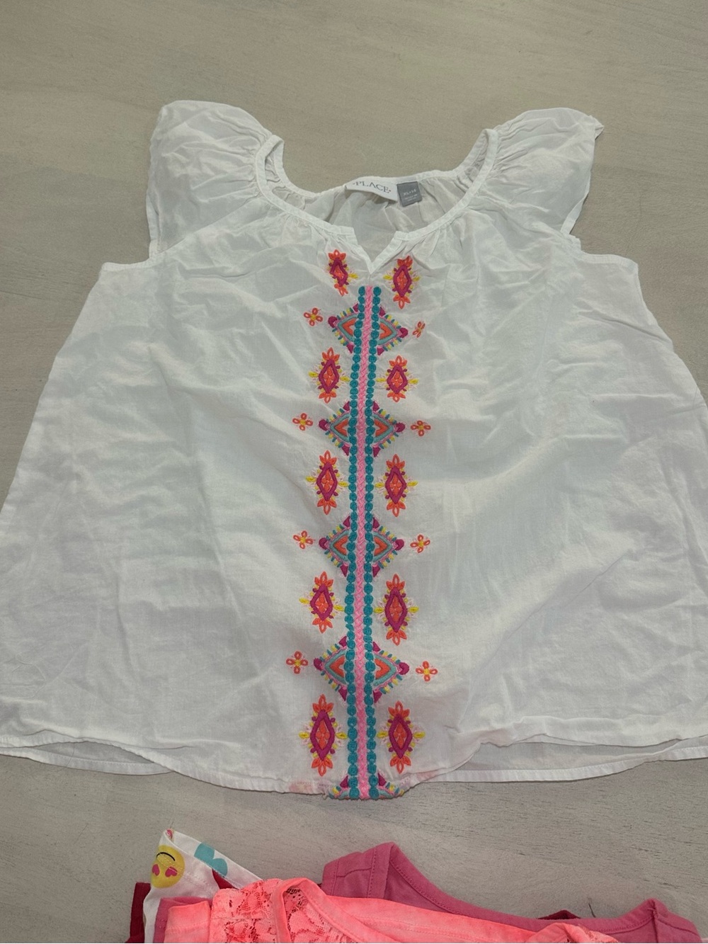 Justice. Place. White Flutter Sleeve Top with Bright Embroidery (6 Tops total)